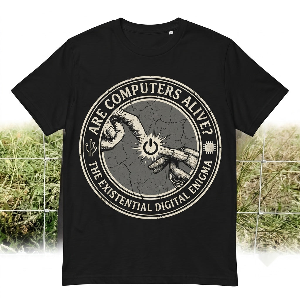 Are Computers Alive Vintage Tech AI Philosophy Graphic Print Unisex TShirt