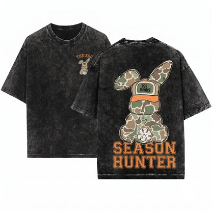 Kids Boy Girl Happy Easter Camo Bunny Egg Hunt Unisex Wash T-Shirt