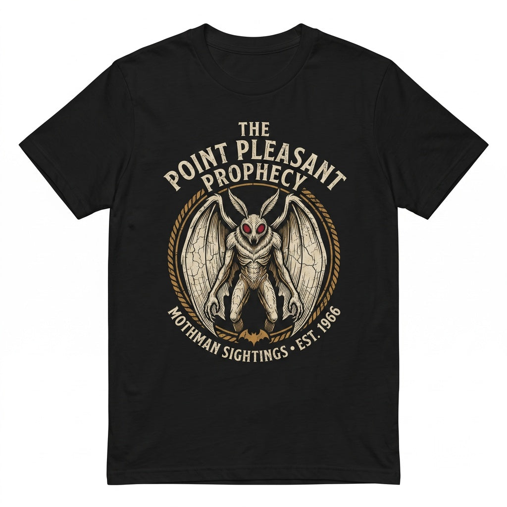 Gothic Mothman Cryptid Dark Fantasy Horror Paranormal Monster Red Letter Unisex TShirt