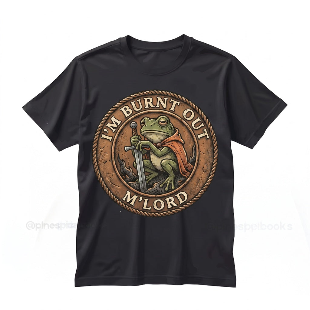 Burnt Out My Lord Knight Frog Funny Medieval Tired Humor Meme Geek Gift Unisex TShirt
