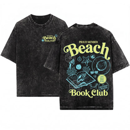 Beach Bookish Club Summer Reading Lover Gift Retro Unisex Wash T-Shirt