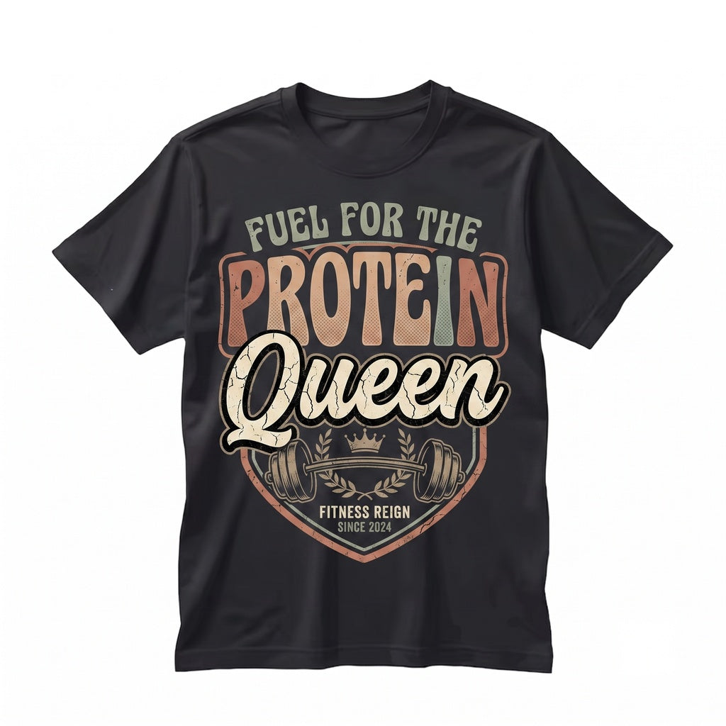 Protein Queen Retro Fitness Groovy Gym Workout Graphic Apparel Unisex TShirt