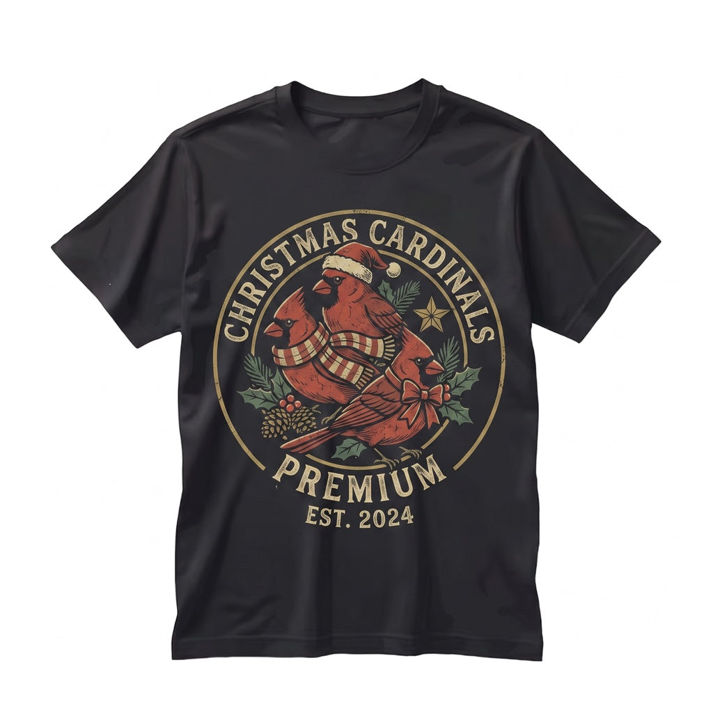 Christmas Three Festive Cardinals Graphic Vintage Holiday Bird Lover Gift Unisex TShirt