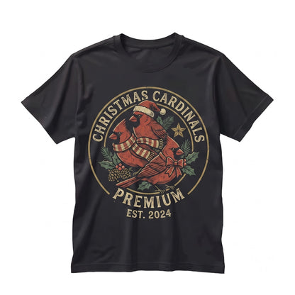 Christmas Three Festive Cardinals Graphic Vintage Holiday Bird Lover Gift Unisex TShirt