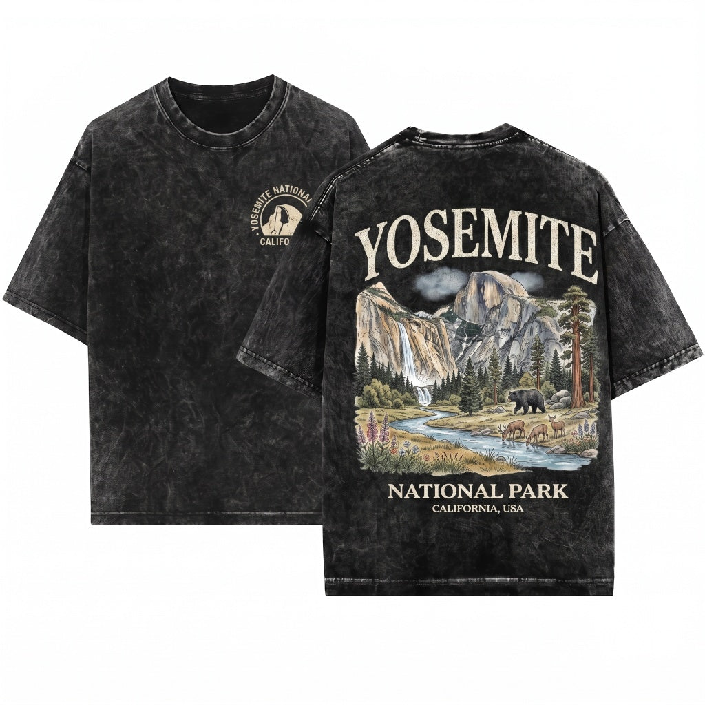 Yosemite National Park Vintage 90s Graphic Retro California Wildlife Bear USA Unisex Wash T-Shirt