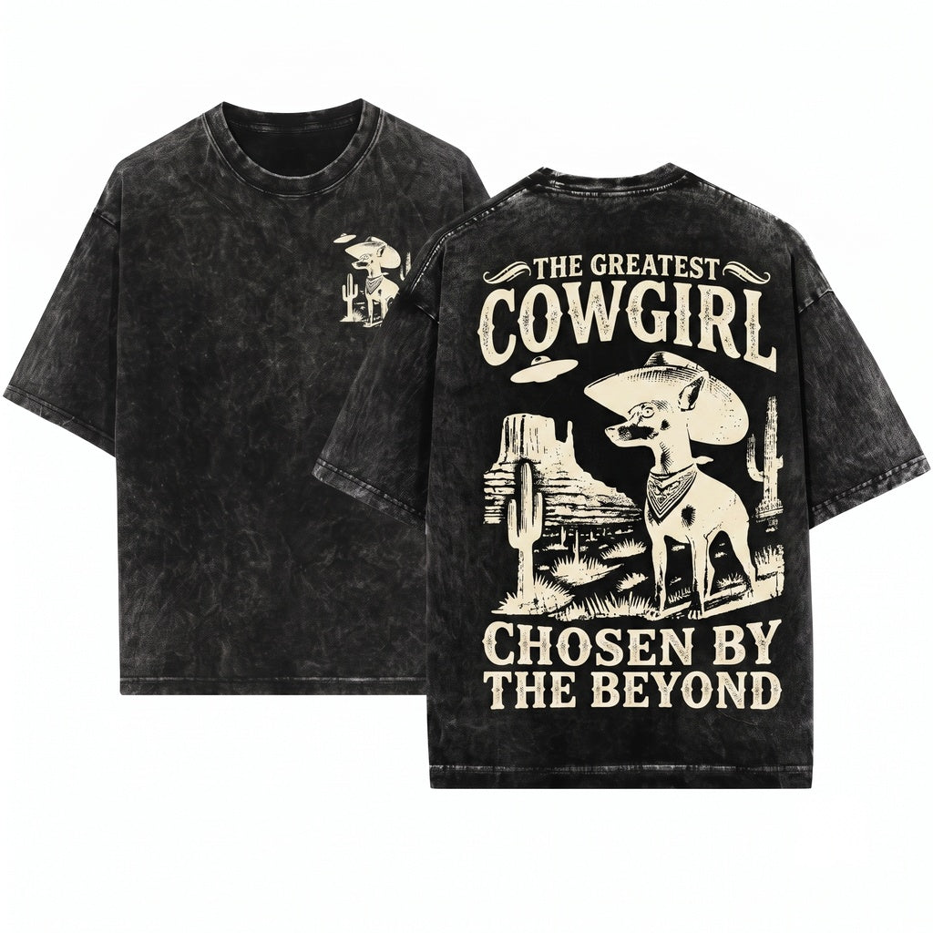 Vintage Western Alien Pinscher Retro Cowboy Dog Lovers Gift Unisex Wash T-Shirt