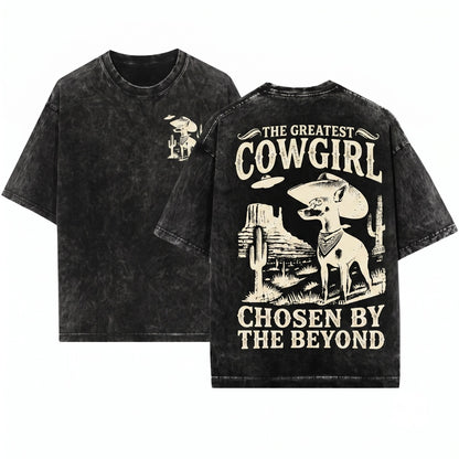 Vintage Western Alien Pinscher Retro Cowboy Dog Lovers Gift Unisex Wash T-Shirt