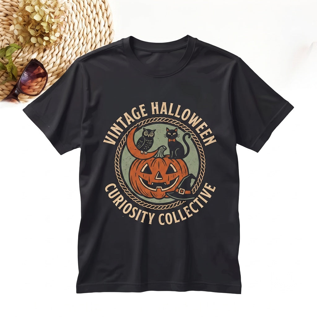 Retro Vintage Jack-o-Lantern Pumpkin Crewneck Sweater Fall Graphic Pullover Unisex TShirt