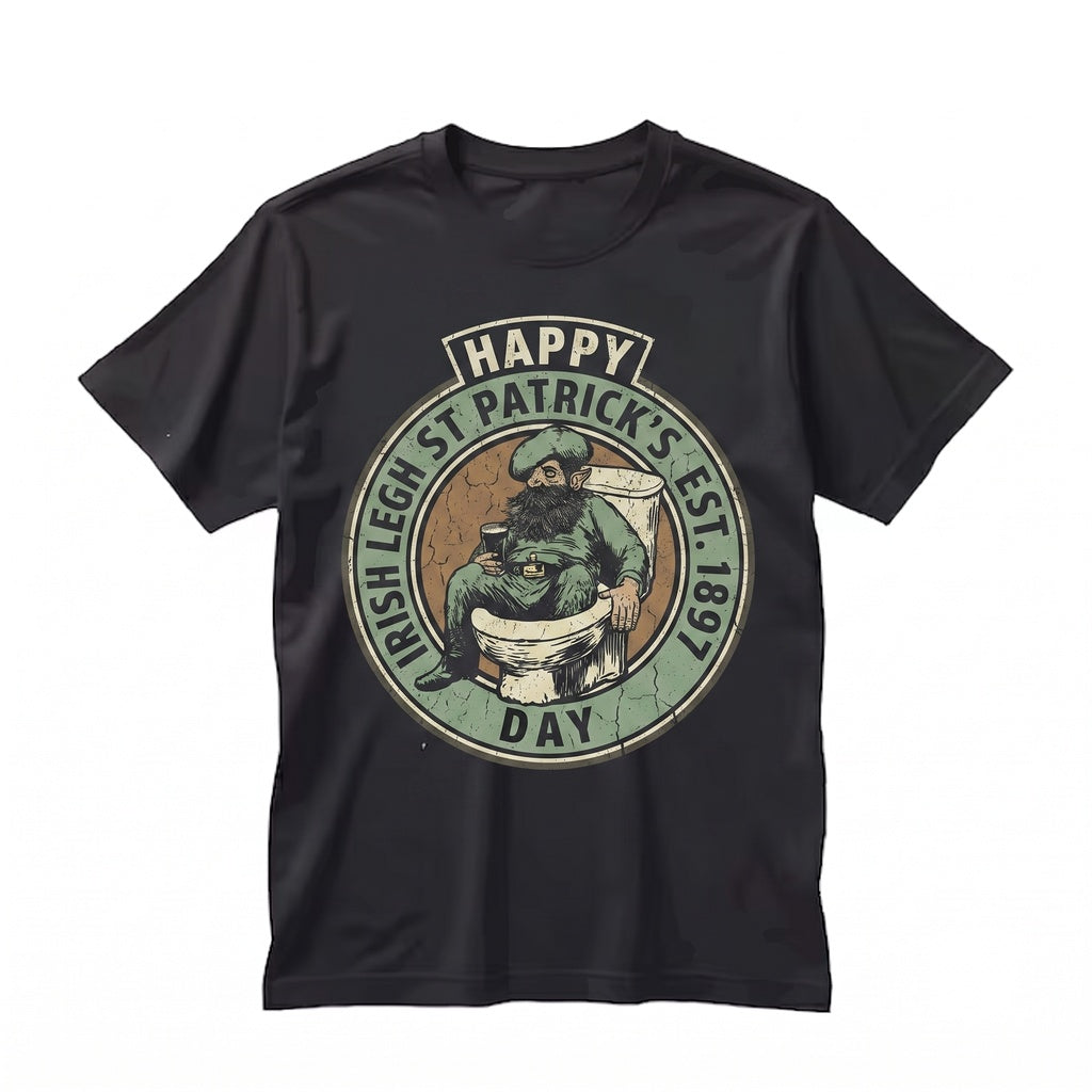 Funny Drunk Leprechaun St. Patricks Day Sweatshirt, Irish Clover Graphic Apparel Unisex TShirt