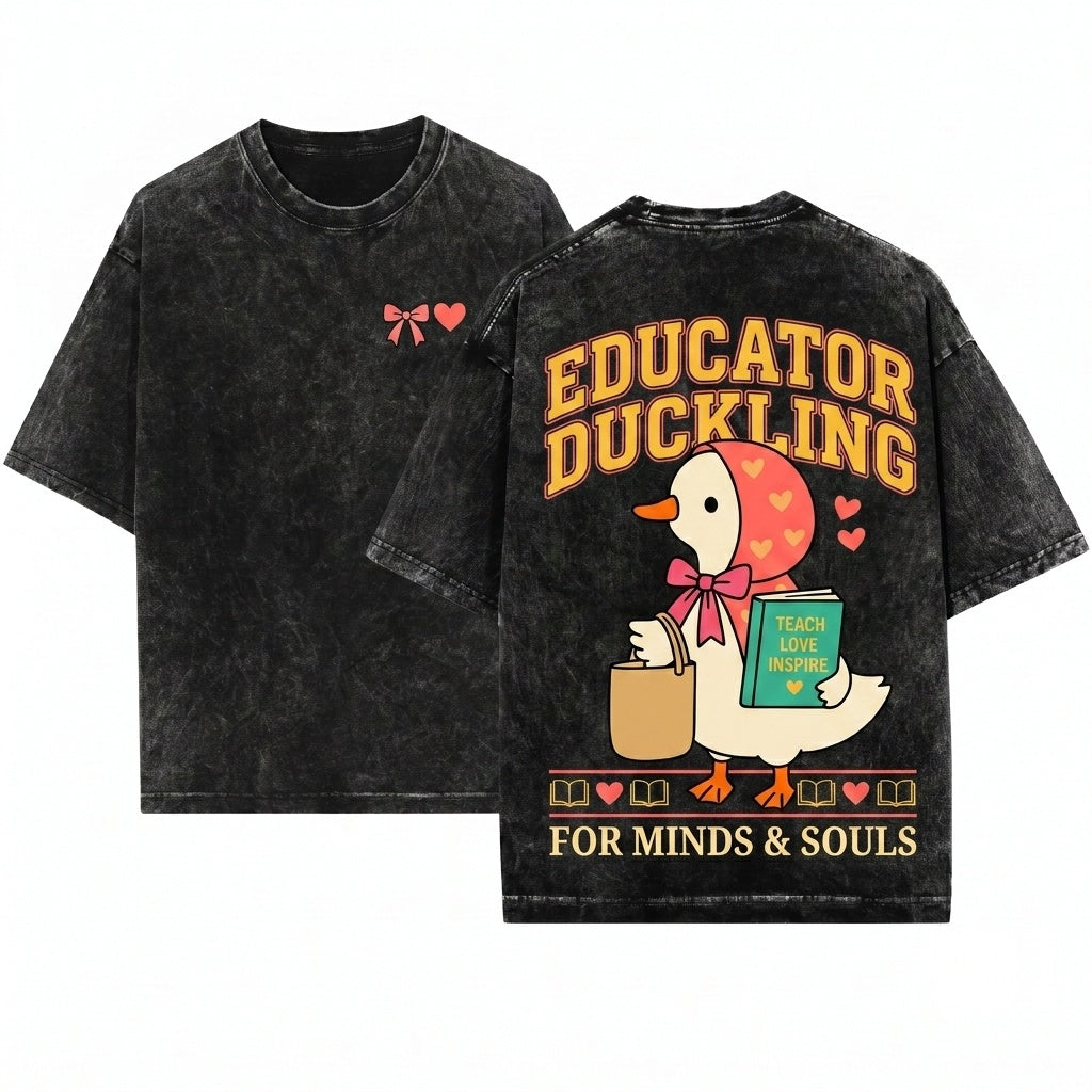 Sweet Goose Reading Graphic Heart Bonnet Teacher Library Inspired Cozy Educator Everyday Gift Unisex Wash T-Shirt