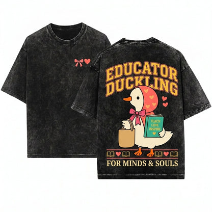 Sweet Goose Reading Graphic Heart Bonnet Teacher Library Inspired Cozy Educator Everyday Gift Unisex Wash T-Shirt