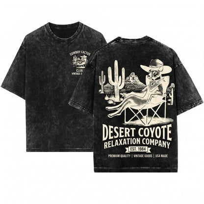 Vintage Basenji Western Cowboy Retro Desert Dog Chill Gift for Mom Dad Lovers Unisex Wash T-Shirt