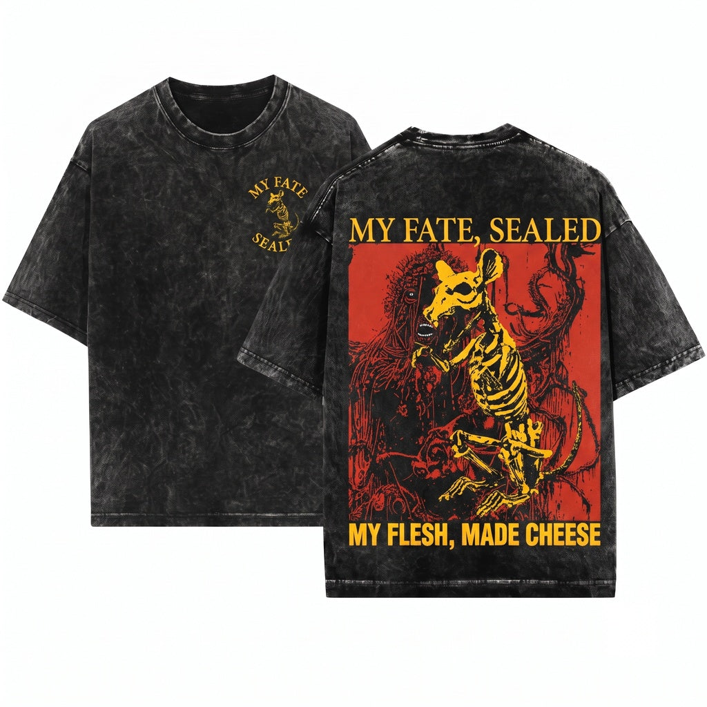 My Flesh Made Cheese Funny Vintage Japanese Rat Unisex Wash T-Shirt