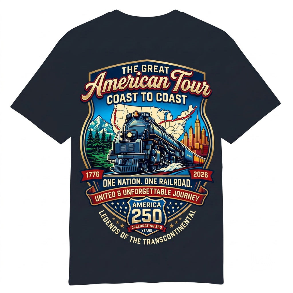 Vintage USA Train Tour Coast To Railroad Graphic Patriotic Lover 1776 2026 Unisex TShirt