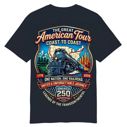 Vintage USA Train Tour Coast To Railroad Graphic Patriotic Lover 1776 2026 Unisex TShirt