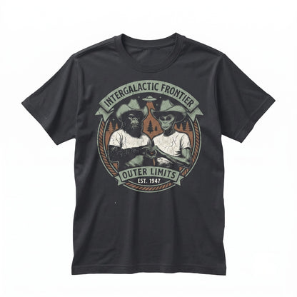 Cowboy Bigfoot Alien Funny Weirdcore Graphic Cotton Apparel Unisex TShirt