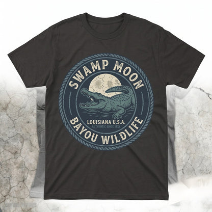 Alligator Howling at the Moon 90s Retro Everglades Crocodile Dark Animal Graphic Florida Gift Unisex TShirt