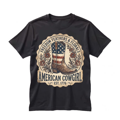 Patriotic Cowboy Boot 4th of July 250th America Vintage Rodeo Western Gift Unisex TShirt