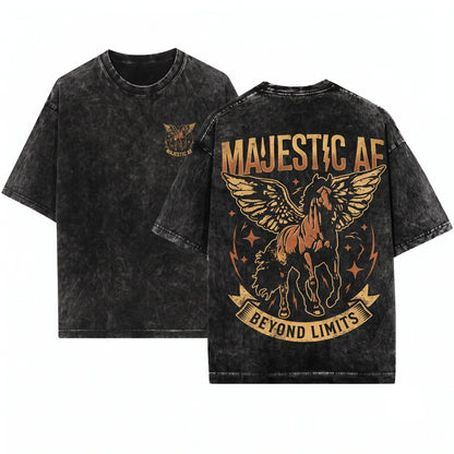 Majestic Retro Graphic Pegasus Printable Unisex Wash T-Shirt