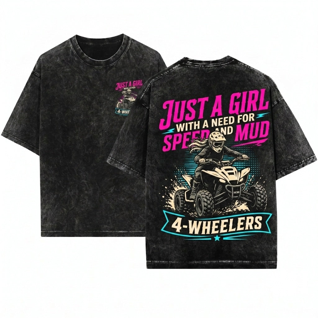 Just A Girl Who Loves 4 Wheelers ATV Quad Off Road Trail Riding Gift Unisex Wash T-Shirt