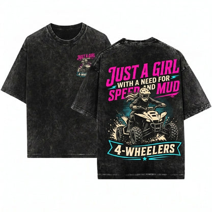 Just A Girl Who Loves 4 Wheelers ATV Quad Off Road Trail Riding Gift Unisex Wash T-Shirt