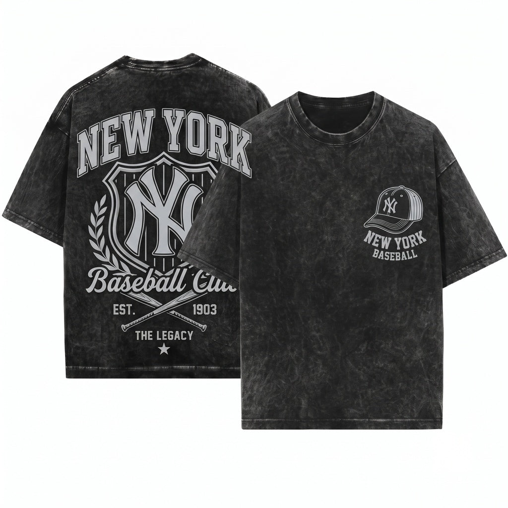 Retro New York Pinstripes Baseball Graphic Vintage Sports Unisex Wash T-Shirt