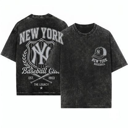 Retro New York Pinstripes Baseball Graphic Vintage Sports Unisex Wash T-Shirt