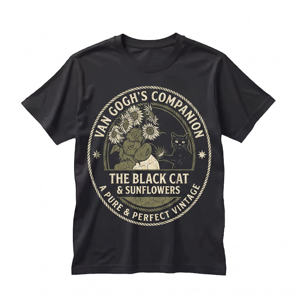 Funny Van Gogh Black Cat Art Meme Kitty Lover Gift Graphic Unisex TShirt