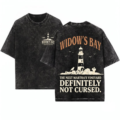 Widows Bay Tourist Horror Graphic Retro Haunted Town Travel Crewneck Halloween Costume Unisex Wash T-Shirt