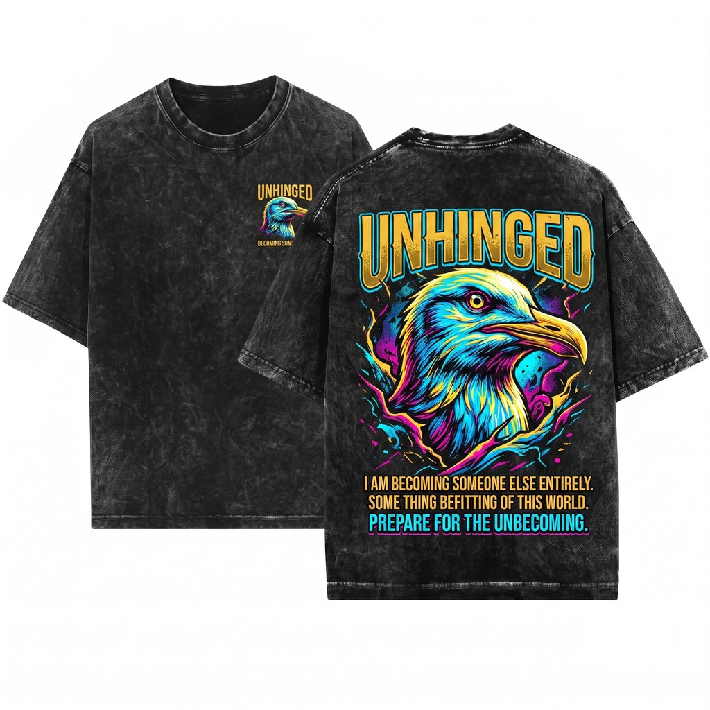 Unhinged Seagull Vintage Japanese Graphic Aesthetic Bird Unisex Wash T-Shirt