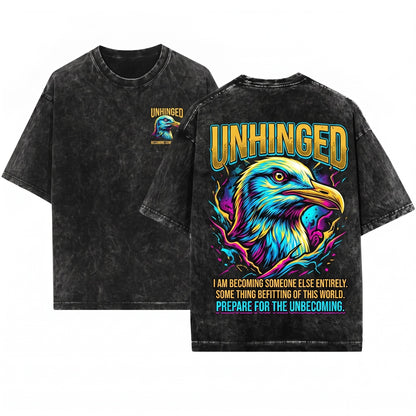 Unhinged Seagull Vintage Japanese Graphic Aesthetic Bird Unisex Wash T-Shirt