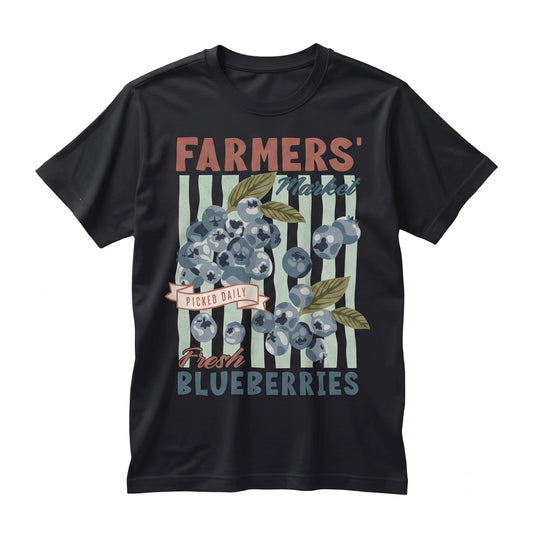 Blueberry Graphic Retro Farmers Market Organic Fruit Vintage Foodie Produce Unisex TShirt