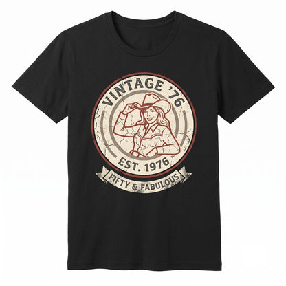 50th Birthday50th Birthday 50 and Fabulous Western Cowgirl Martini Party Gift for Her Cotton Graphic Unisex TShirt