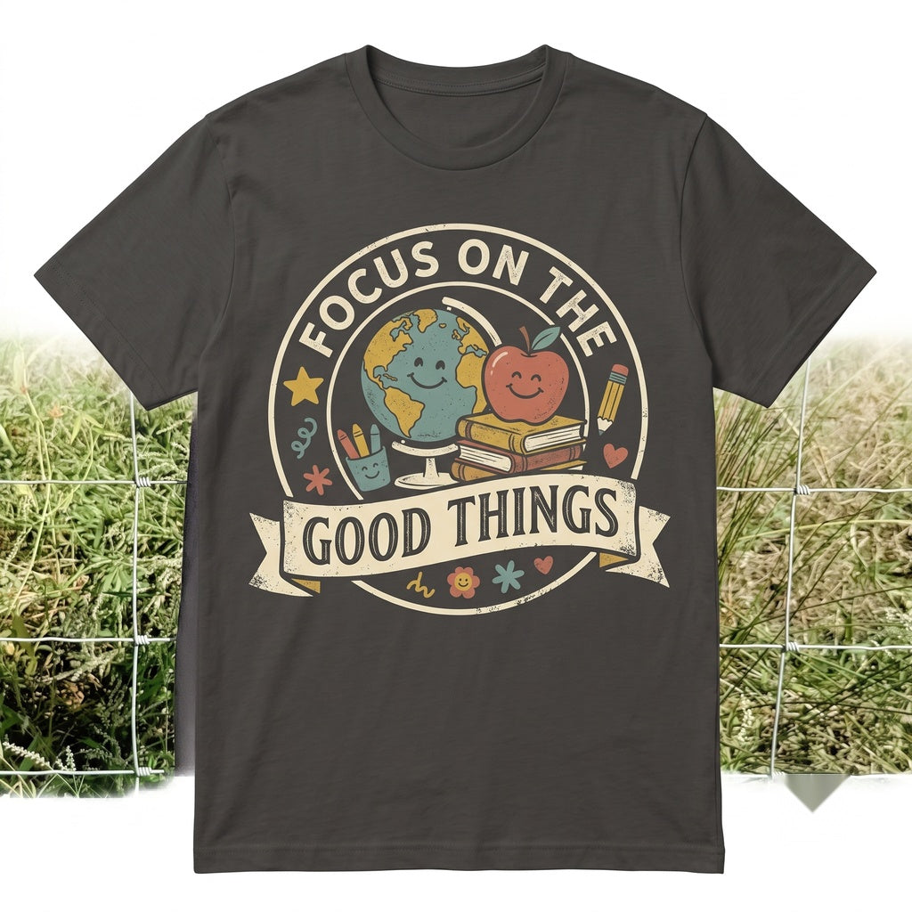 Cute Positive Teacher Graphic Focus on the Good Things Colorful Classroom Inspiration School Gift Unisex TShirt