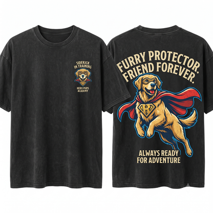 Golden Retriever Superhero Funny Goldie Comic Fans Fast Dog Lover Nerdy Pet Humor Geek Unisex Heavyweight Garment-Dyed T-Shirt
