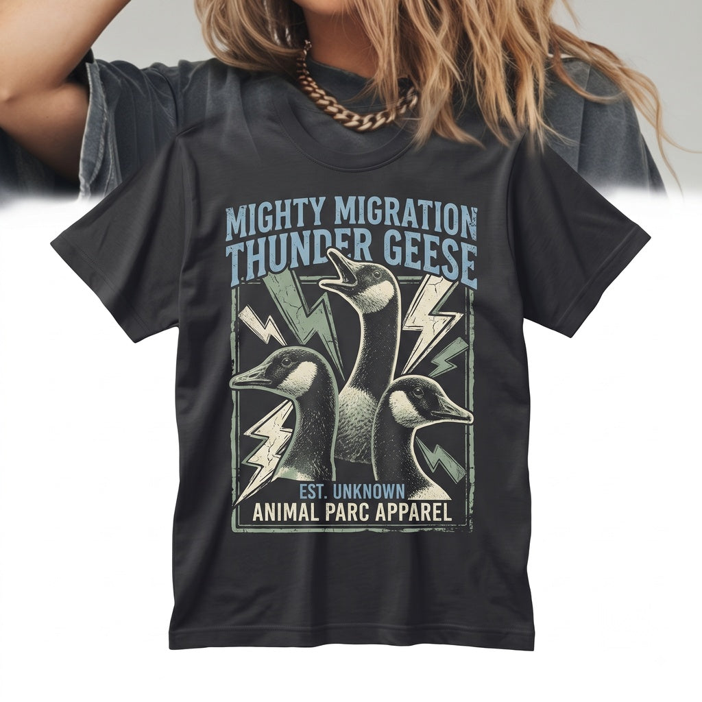 Lightning Full Moon Vintage Silly Goose 90s Gothic Animal Graphic Funny Farm Gift Unisex TShirt