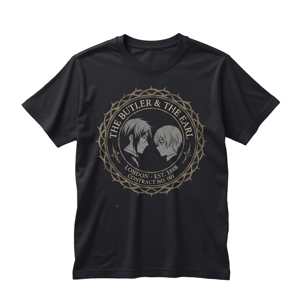 Vintage Gothic Demon Butler Graphic Anime Gift Kuroshitsuji Dark Grunge Japanese Manga Apparel Sebastian Unisex TShirt
