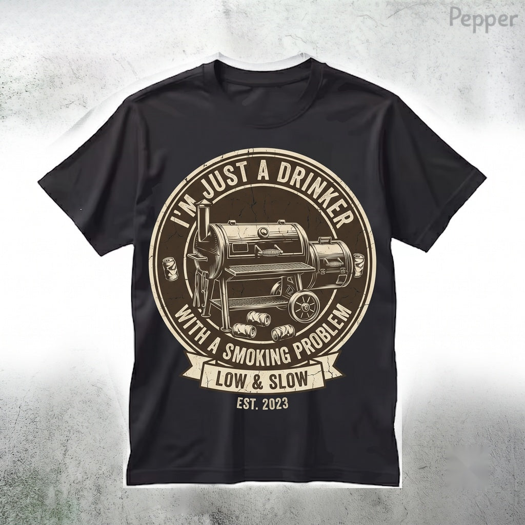 Funny BBQ Smoker Pitmaster Gift Graphic Novelty Grill Master Drinking Apparel Unisex TShirt