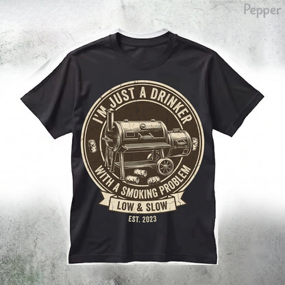 Funny BBQ Smoker Pitmaster Gift Graphic Novelty Grill Master Drinking Apparel Unisex TShirt