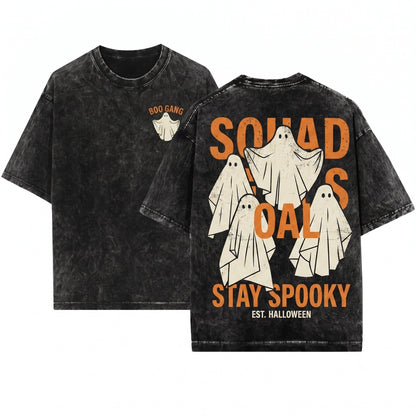 Halloween Ghost Vintage Haunted House Spooky Season Graphic Vibes Cute Unisex Wash T-Shirt