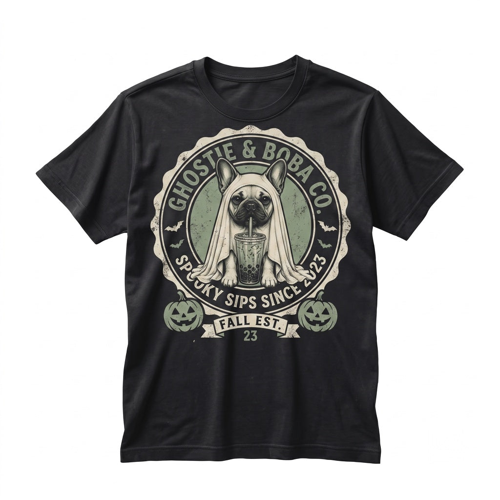 French Bulldog Halloween Ghost Boba Frenchie Cute Spooky Dog Lover Gift Unisex TShirt