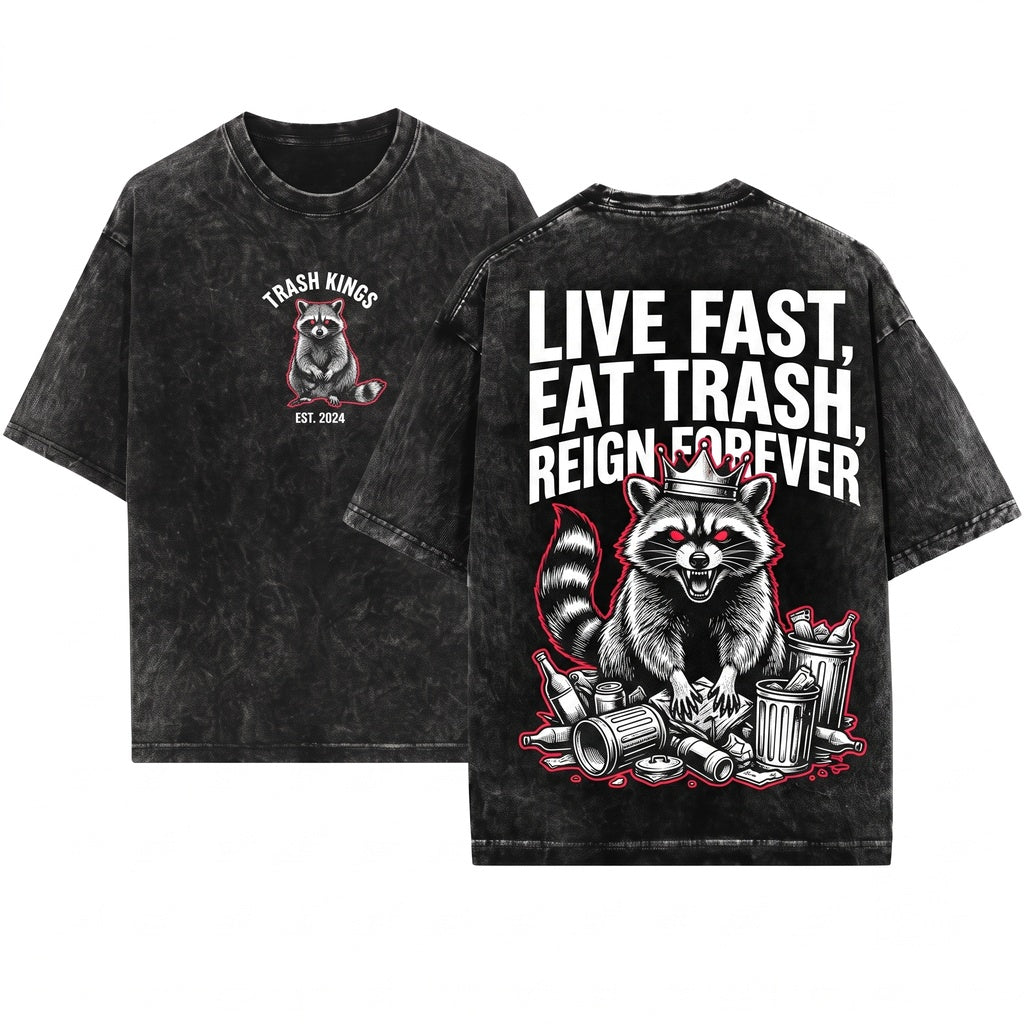 Live Fast Japanese Raccoon Graphic Vintage Apparel Unisex Wash T-Shirt