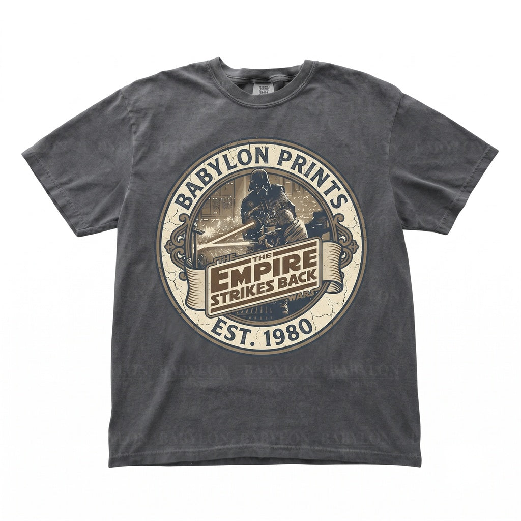 Vintage Sci-Fi Empire Movie Poster Graphic Cloud City Galactic Villain Fan Apparel, Unisex TShirt