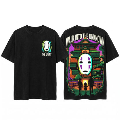 Minimalist No Face Haku Anime Graphic Art Unisex Wash T-Shirt