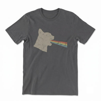 Vintage 70s Psychedelic Rainbow Cat Band Graphic Unisex TShirt