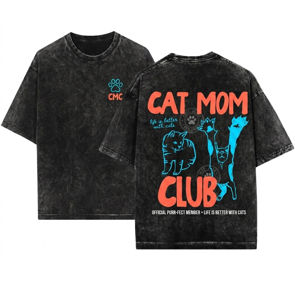 Funny Fur Mama Cat Lover Gift Unisex Wash T-Shirt