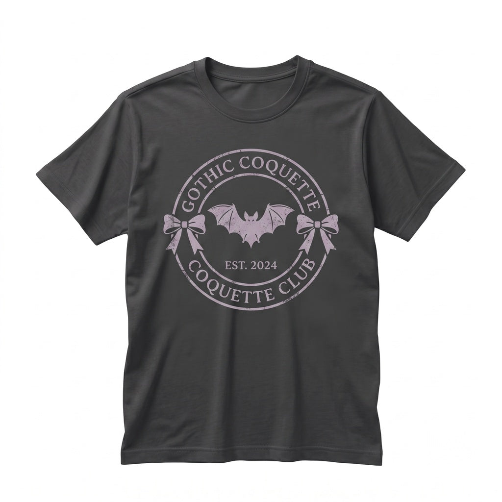 Gothic Vampire Bats Halloween Coquette Black Lace Ribbons Spooky Scary Fangs Graphic Apparel Unisex TShirt