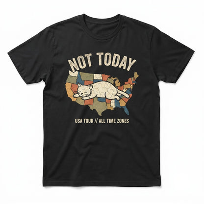 Funny Lazy Cat Not Today Graphic, Cute Minimalist Pet Lover Gift, Kitten Meme Apparel Unisex TShirt