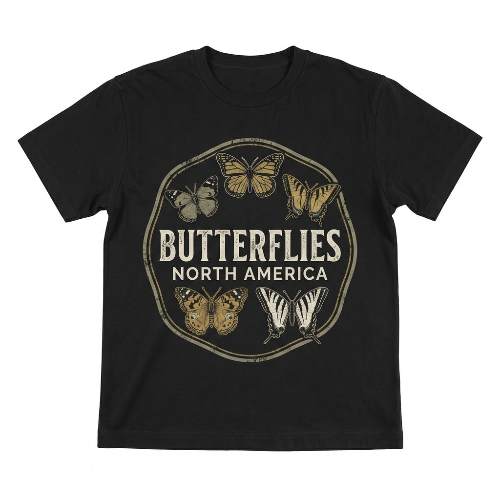 Vintage North America Butterflies Field Guide Botanical Nature Lover Gift Adult Unisex TShirt