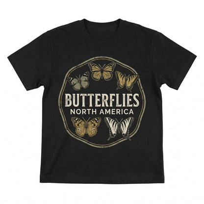 Vintage North America Butterflies Field Guide Botanical Nature Lover Gift Adult Unisex TShirt